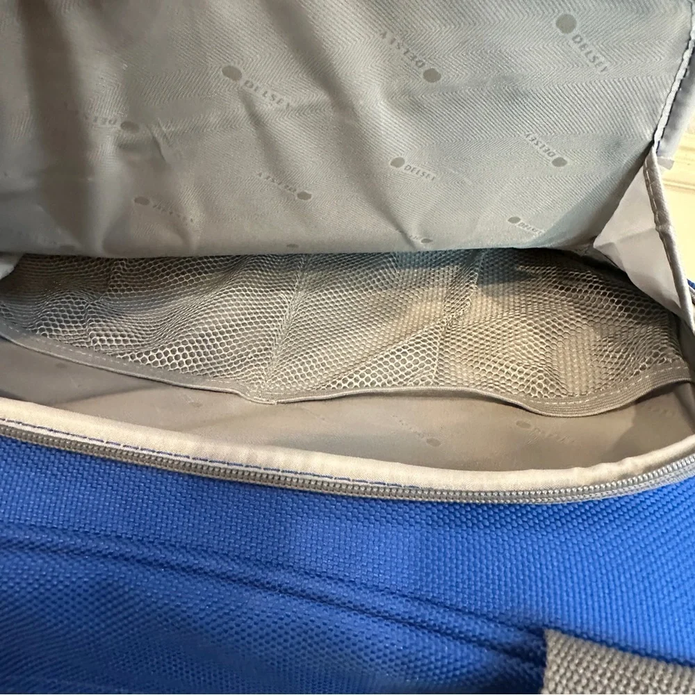 Delsey Underseat Carry On Rolling Tote Blue Softside Travel Bag